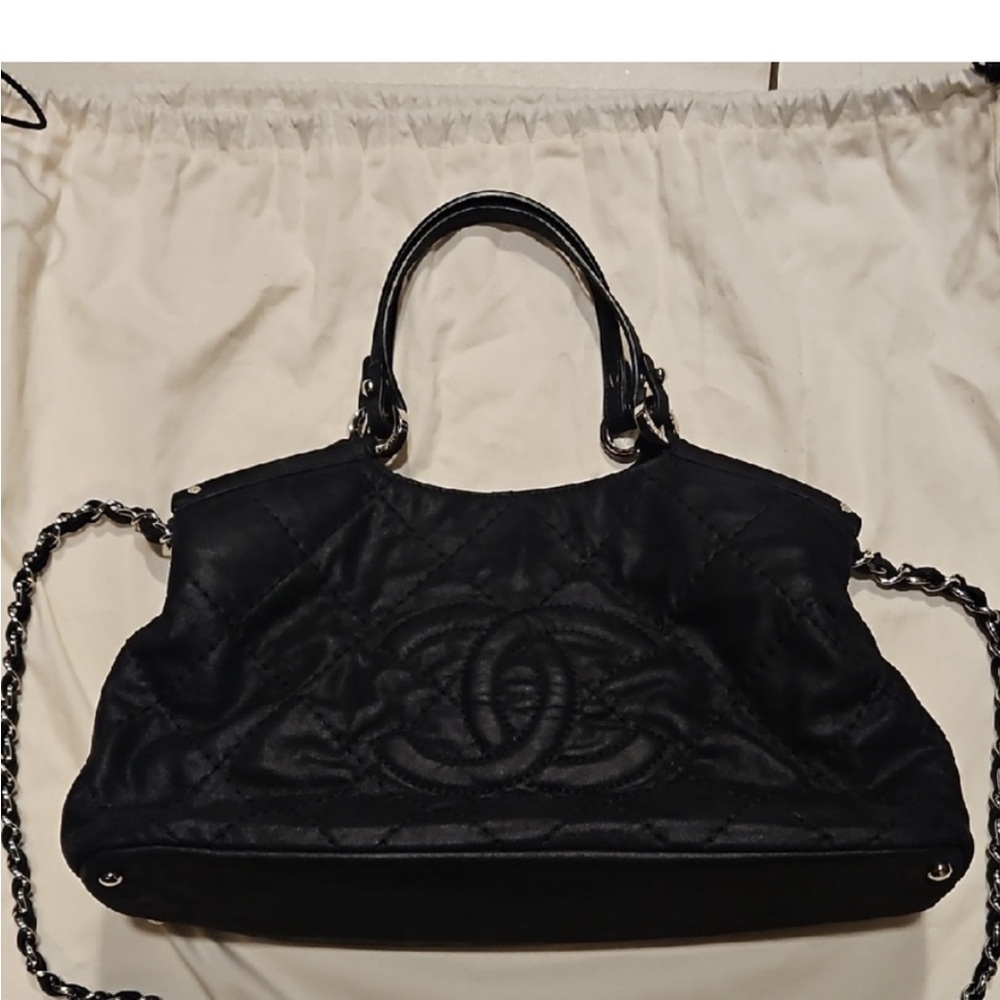 CHANEL Black Quilted 2 Way Bag